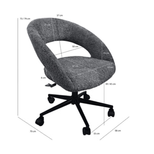 Fauteuil de bureau pivotant 360° tissu bouclette et roulettes - LEON