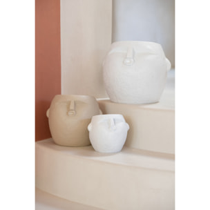 J-Line Cache-Pot - polyrésine - blanc/beige - large - 2 pièces