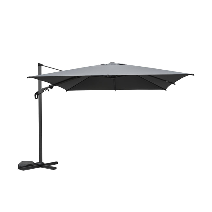 Parasol déporté ETRETAT rectangulaire gris 3x4m