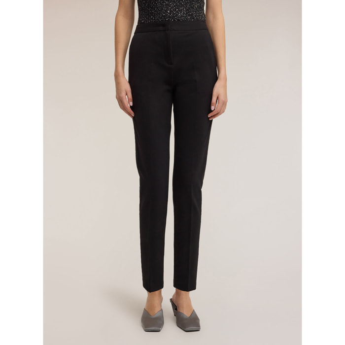 Motivi - Pantalones cigarrillo con banda lateral - Negro