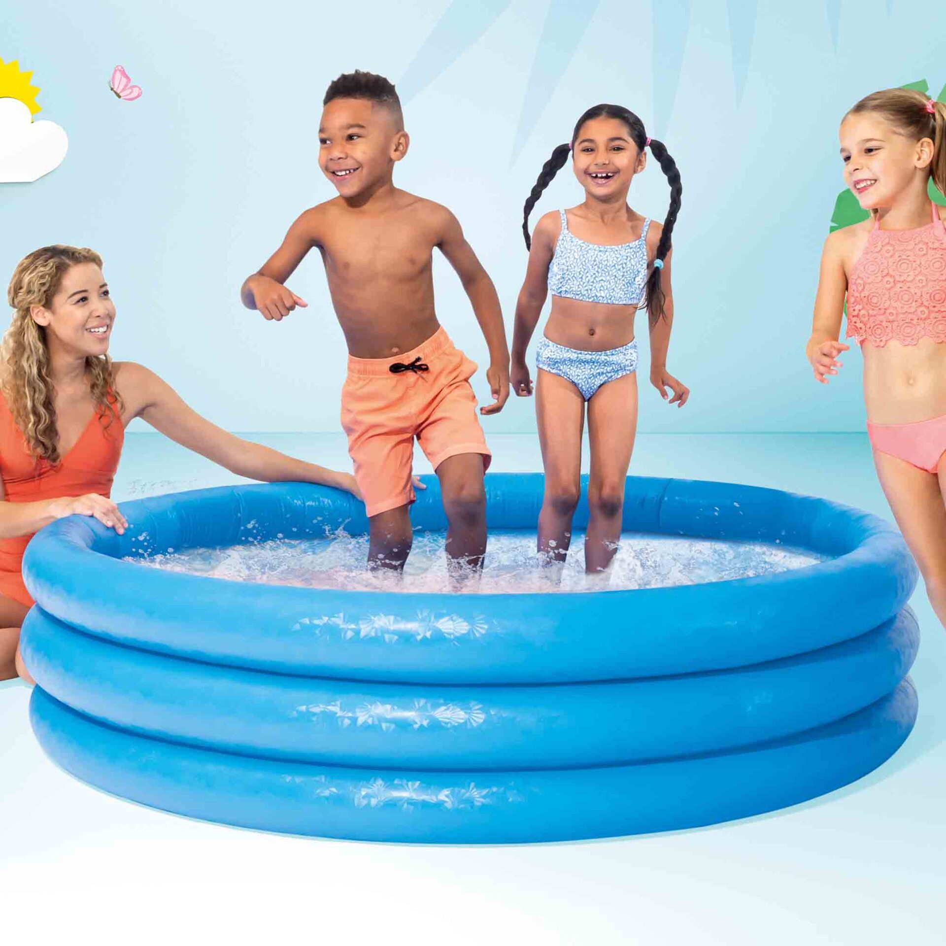 Intex Piscina Gonfiabile Crystal rotonda, 168x38 cm