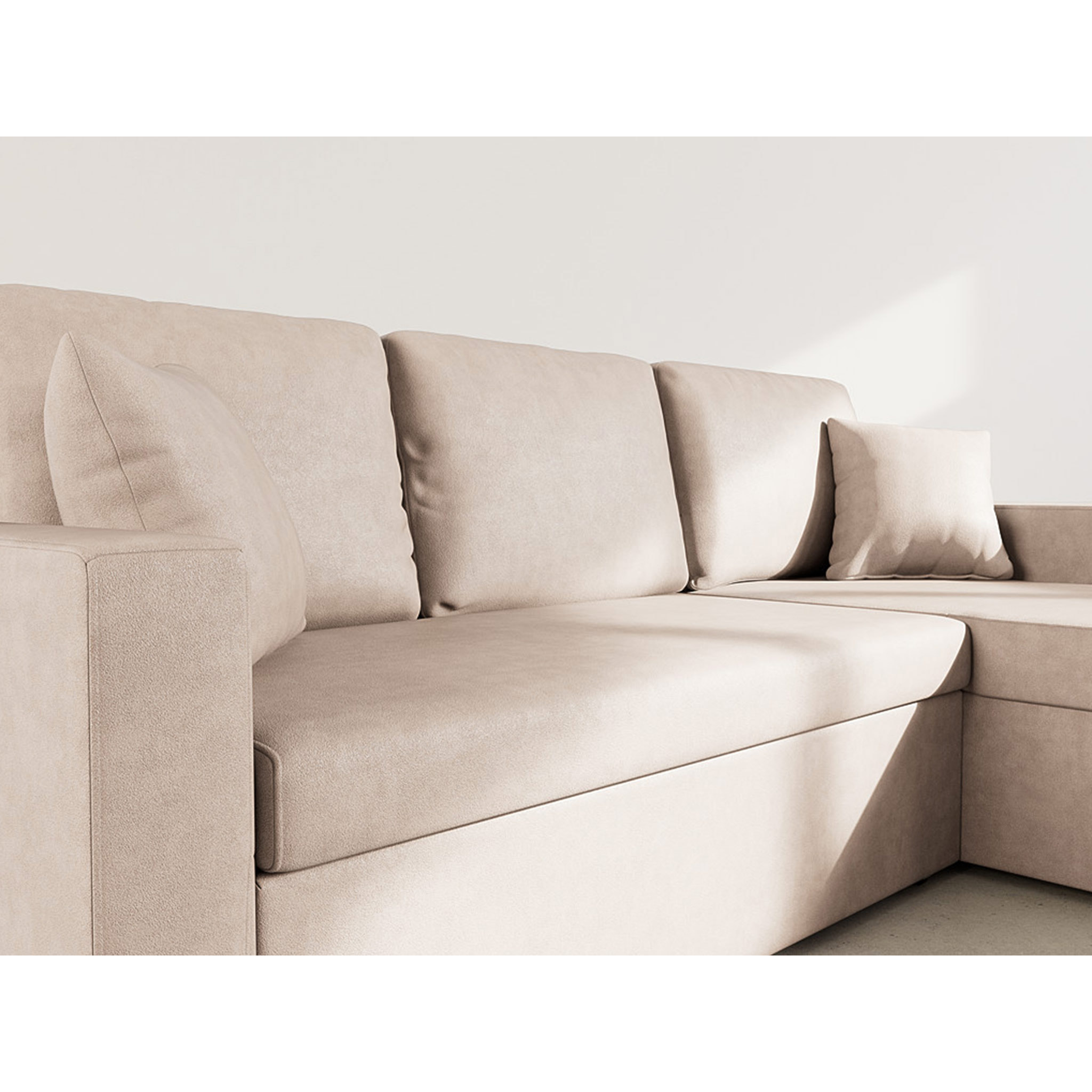 Cyrus - Canapé d'angle réversible 4 places - convertible avec coffre - en simili - Beige