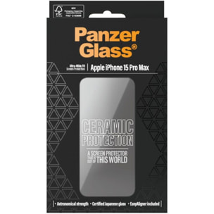 Protège écran PANZERGLASS iPhone 15 Pro Max verre trempé Ceramic