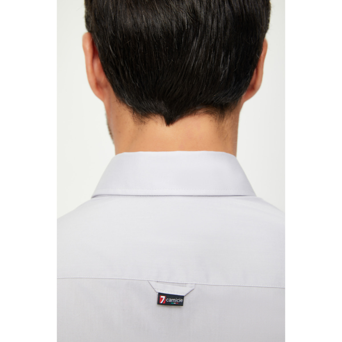Camicia Uomo 1 Bottone Button Down Slim Popeline Stretch Unito Grigio