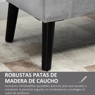 Baúl de Almacenaje para Dormitorio Banco de Almacenamiento con Tapa Abatible Reposabrazos y Patas de Madera para Salón 111,5x41x65 cm Gris Claro