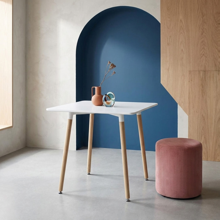 Table à manger carrée scandinave pieds bois 2 places HEDVIG 70X70CM