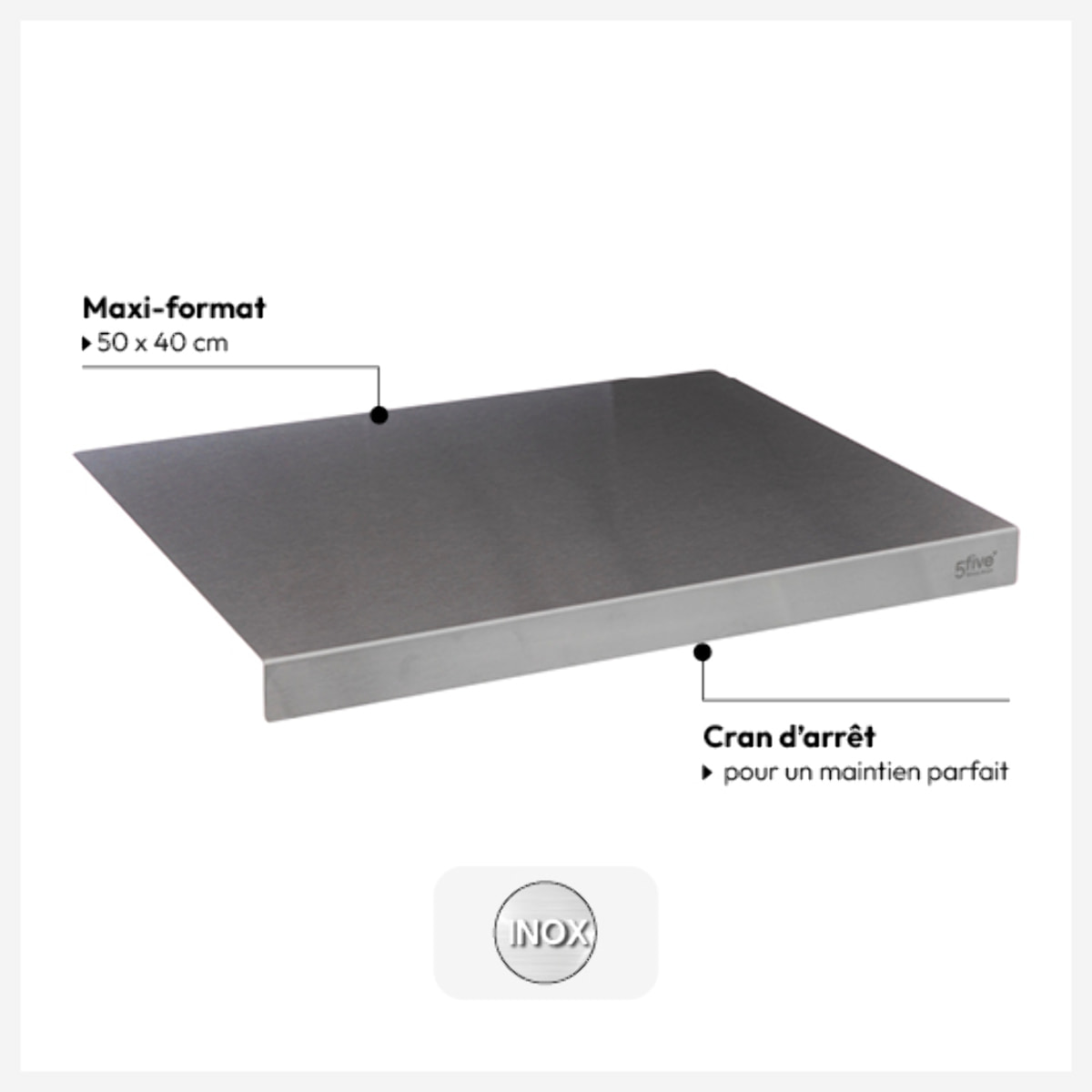 Planche à pétrir inox 50x40cm