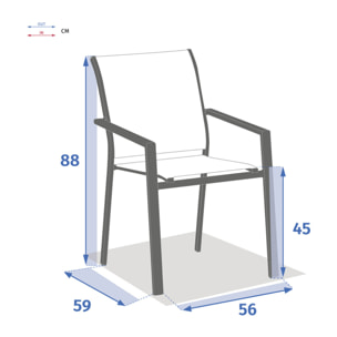 Fauteuil de jardin empilable "Essentia" wengé & praline en aluminium traité en epoxy