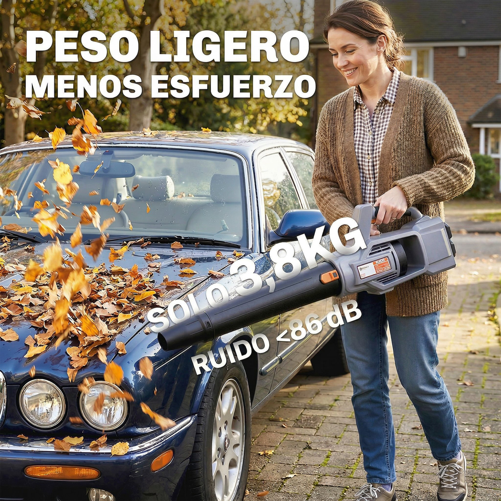 Soplador de Hojas sin Cable 36V (2x18V) con 2 Baterías 4.0Ah y Cargador, Motor Sin Escobillas 1000W, Modo Turbo, 3 Velocidades, Soplador Eléctrico Ligero para Jardín, Hojas, Polvo y Nieve