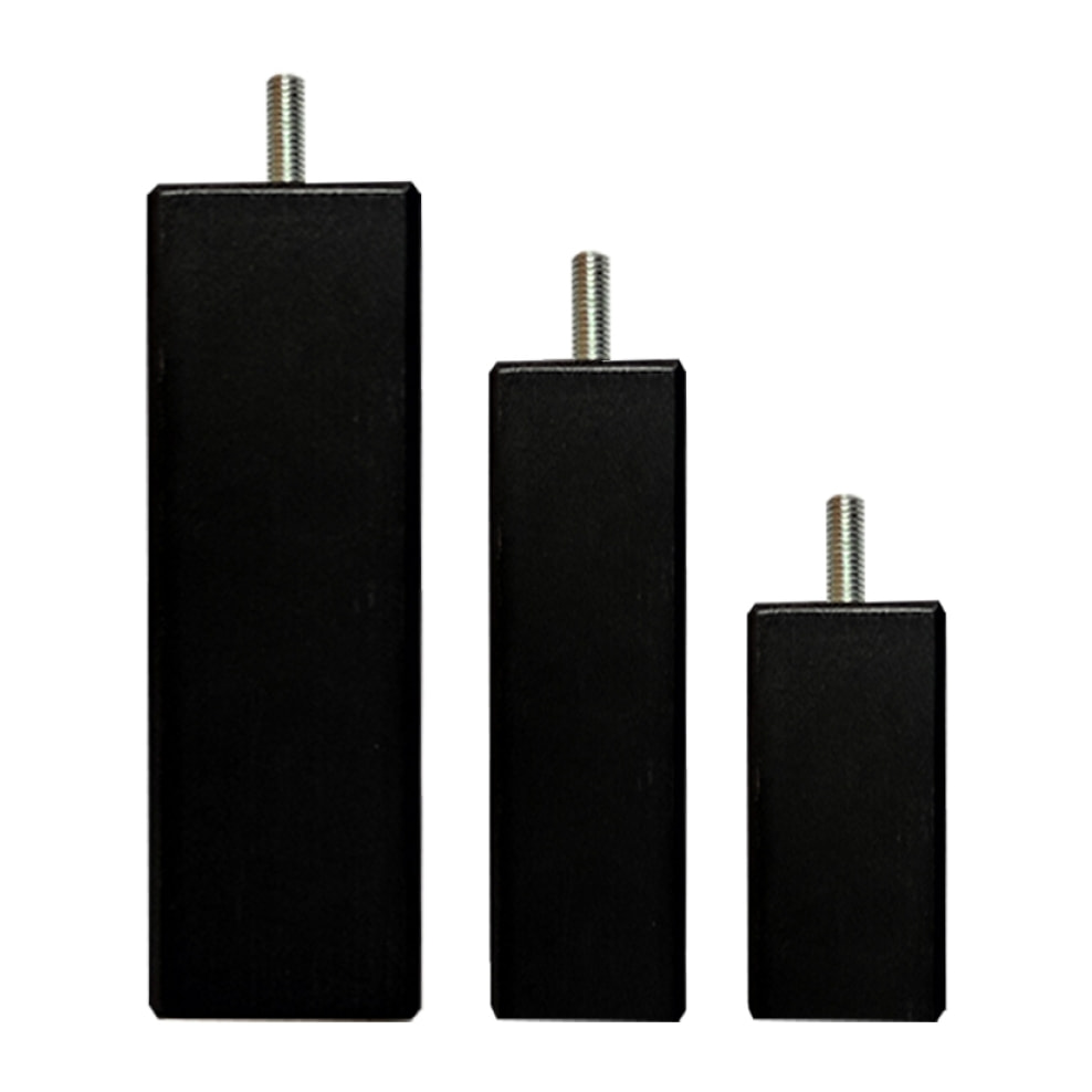 Jeu de 4 pieds de lit carres noirs | Bois Naturel | Hauteur 15 cm