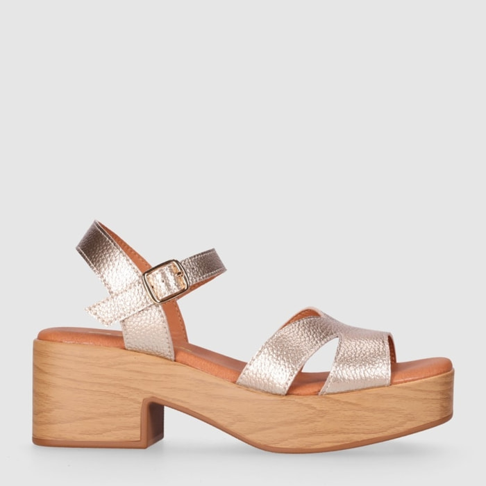 Sandalias de Piel - Platino - Tacón: 6 cm
