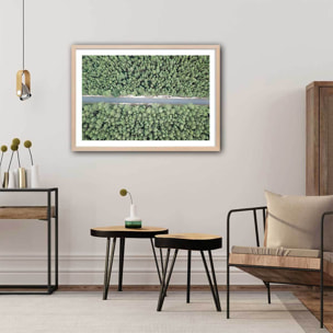 Affiche infinitude de la forêt landaise Affiche + cadre en bois - Chêne