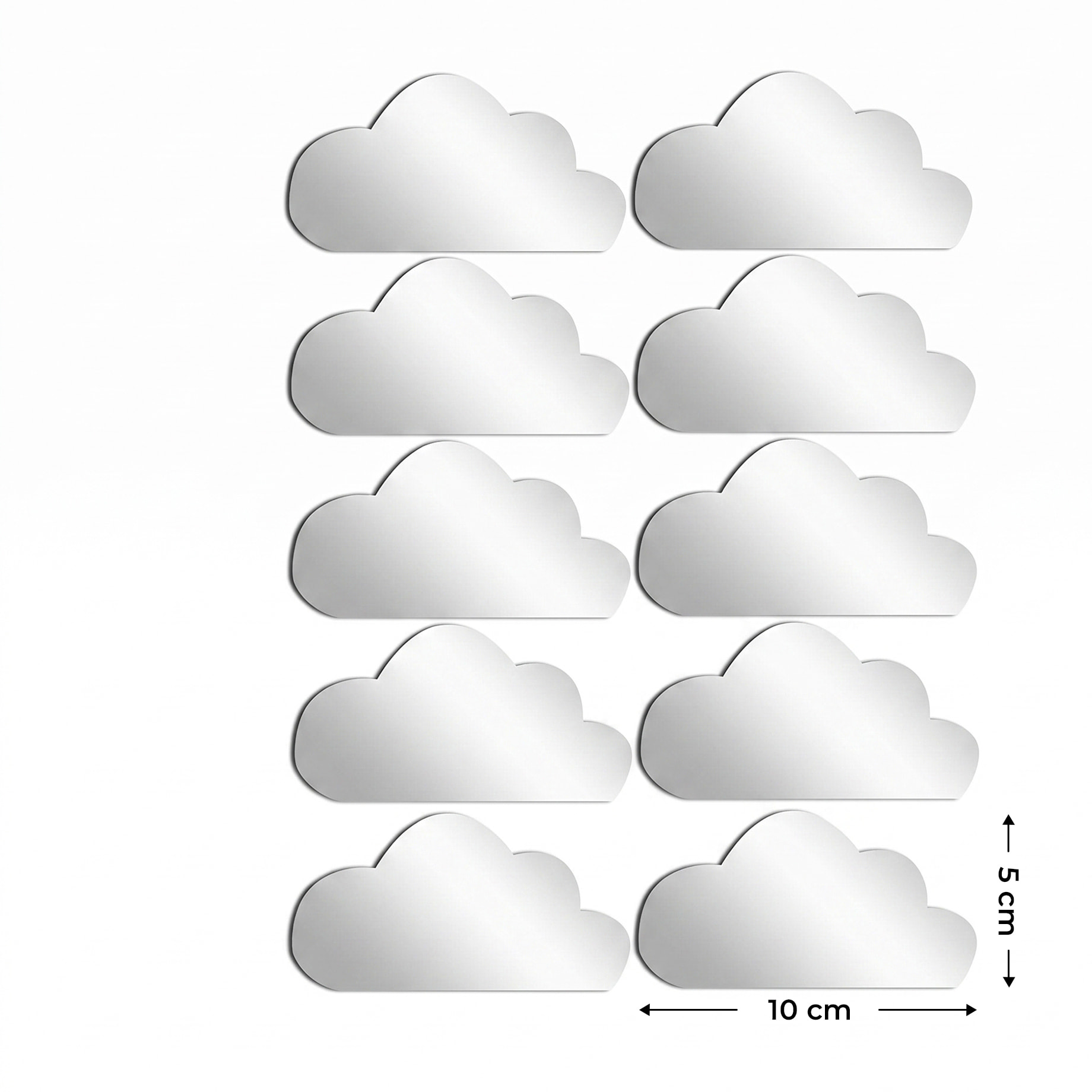 Pack de 10 nuages en papier adhésifs 3D métal argentés