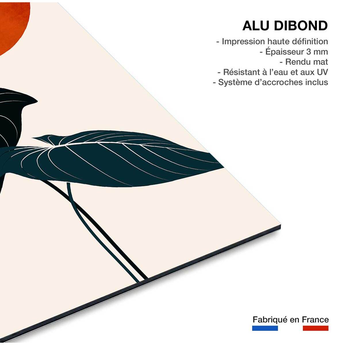 Tableau fleurs Monstera au soleil rouge Tableau alu Dibond