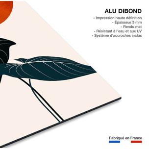 Tableau fleurs Monstera au soleil rouge Tableau alu Dibond