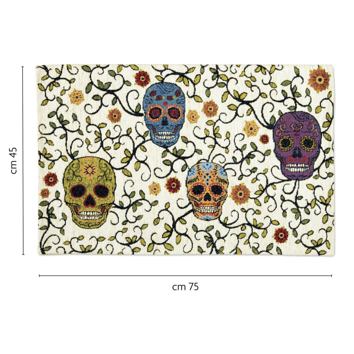 Tappetino Excelsa Calavera poliestere e cotone 45x75x0,7 cm multicolore