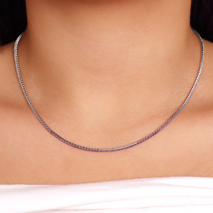 Collana Tennis con Cubic Zirconia Blu 1.5mm