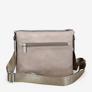 Bolso bandolera beige con cremallera y tachas