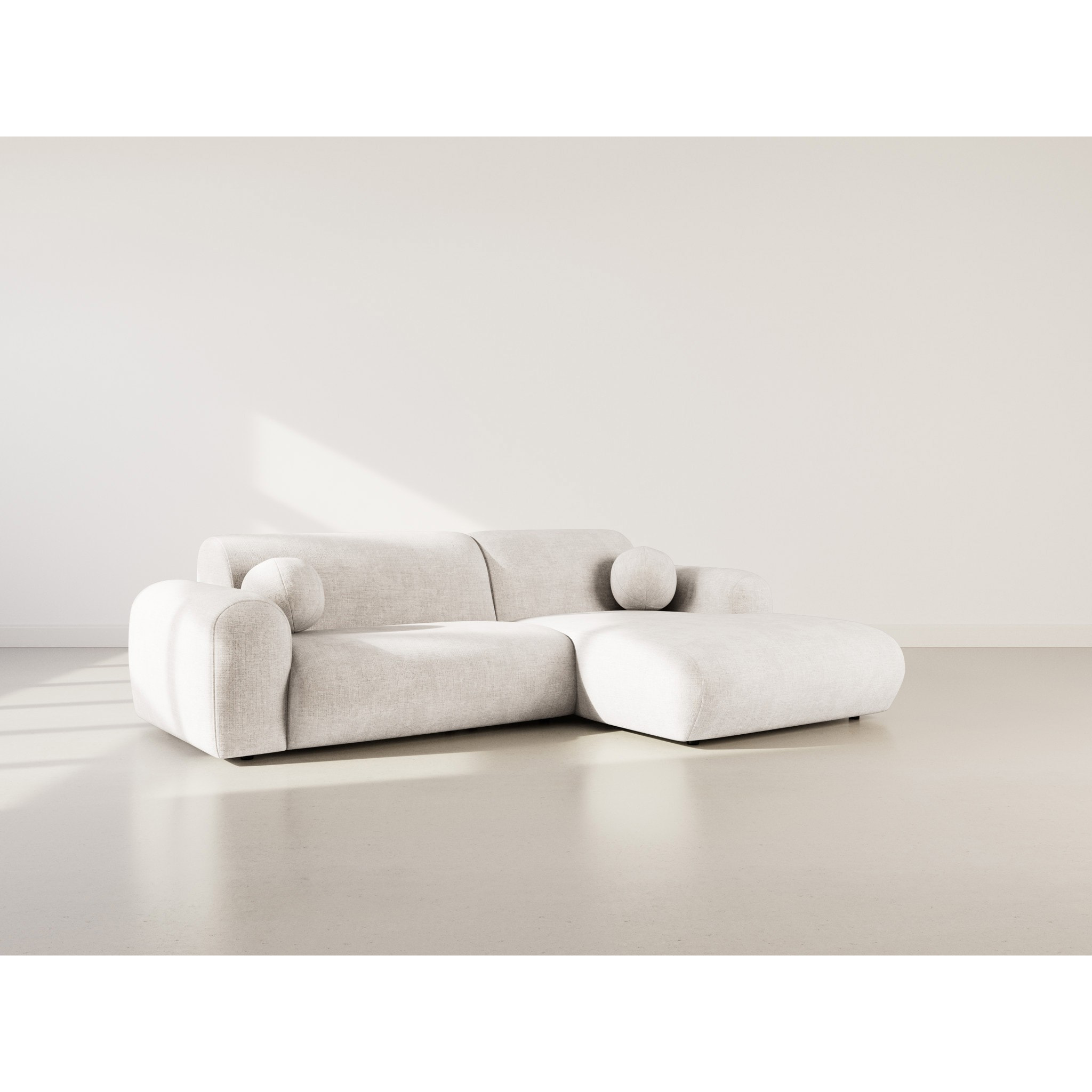 Louise - Canapé d'angle droit 4 places en velours texturé - Beige