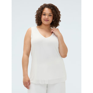 Fiorella Rubino - Top de tul con escote en V - Blanco