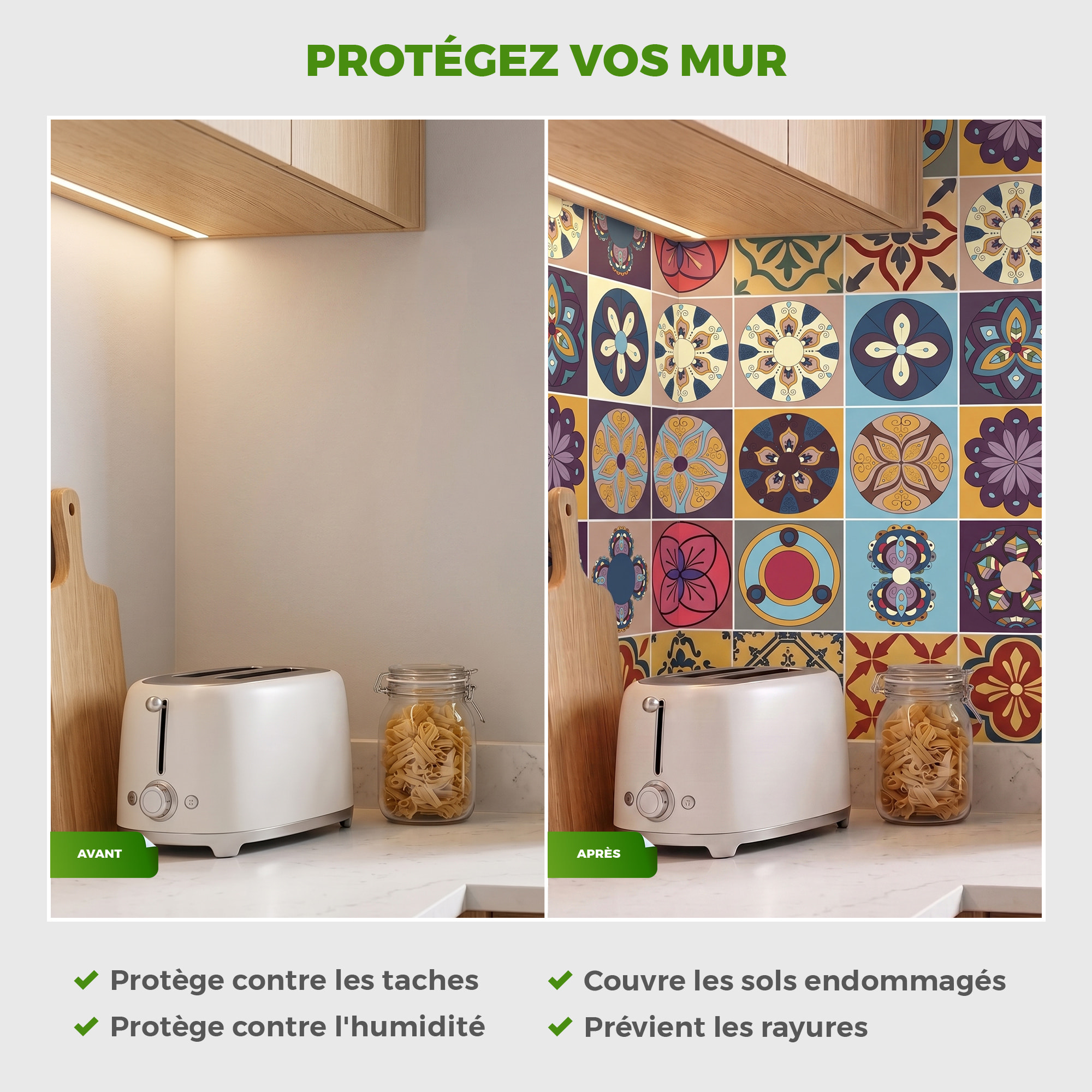 Stickers muraux - Sticker Mural Carrelage adhésif Cuisine Salle de Bain - 12 STICKERS CARRELAGES AZULEJOS CARMELO