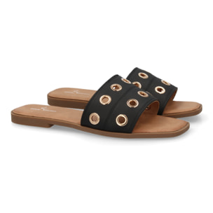 Sandalia pala mujer con ojales metálicos