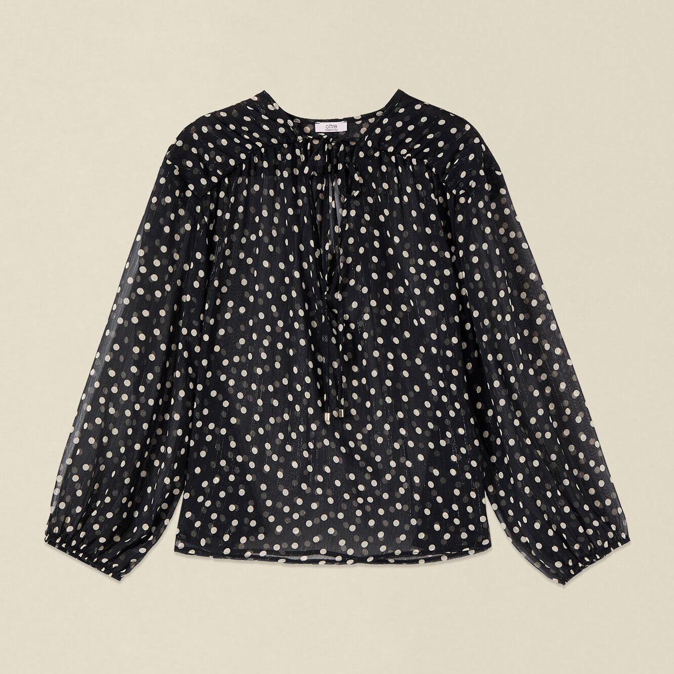 Oltre - Blusa in georgette a pois - Nero