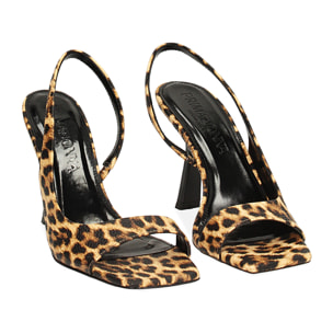 Sandalo donna leopardati fashion, tacco 9,5 cm