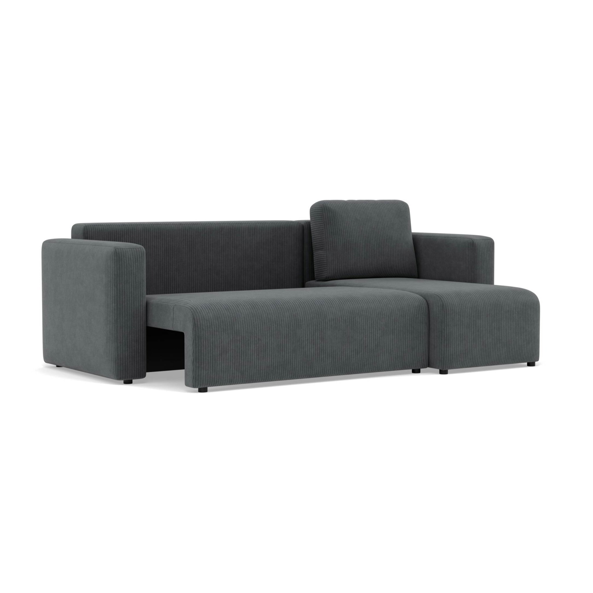 Canopy - canapé d'angle réversible 4 places convertible avec coffre en velours côtelé - Gris foncé