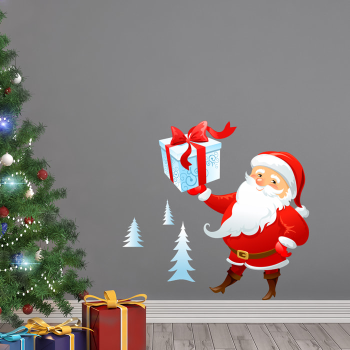 Sticker Noël le Père Noël venu de Laponie - Autocollants stickers adhésifs noël - décoration fêtes