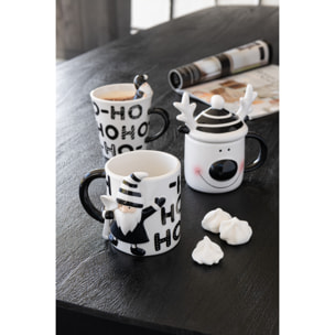 J-Line tasse + cuillière Père Noël Dolomite - céramique - blanc/noir