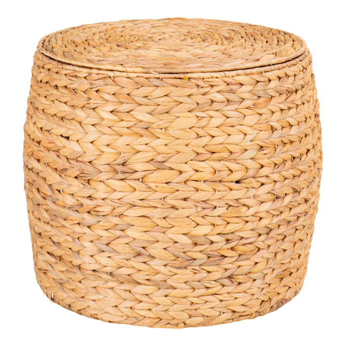 Tavolino contenitore Delia in giacinto d'acqua naturale ø43x34 cm