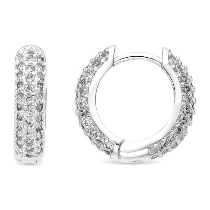 Pendientes de 9mm de diámetro acabado plata y Circonita Brillante