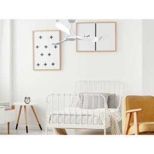 Ventilateur de plafond Réversible  Thermostat Dimmable Wifi Moteur à courant continu Toits en pente Télécommande Lumière à trois tons Adaptateur 2/3 Lames