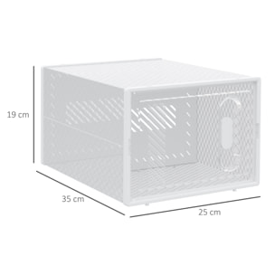 Lot de 8 boites cubes rangement à chaussures modulable avec portes transparentes - dim. 25L x 35l x 19H cm - PP blanc transparent