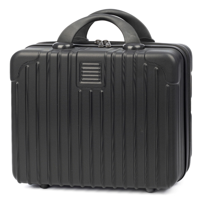 DAM Necessaire rigido ultraleggero in ABS. Adattabile a trolley. 14 pollici. 32x16x29 Cm. Colore: Nero