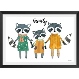 Affiche enfant famille voisine  Affiche + cadre en bois - Noir