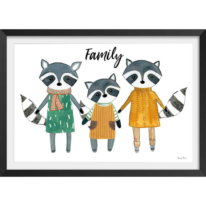 Affiche enfant famille voisine  Affiche + cadre en bois - Noir