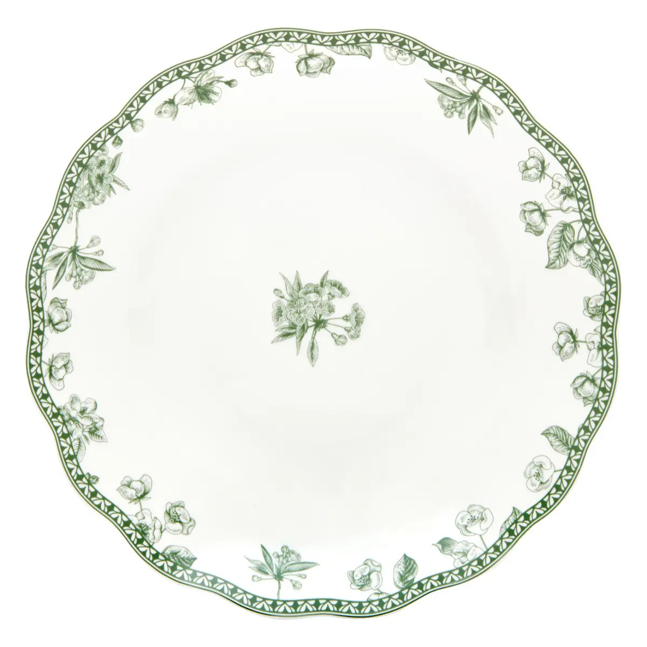 Lot de 6 assiettes creuses Lisière ronde D.22,5cm vert
