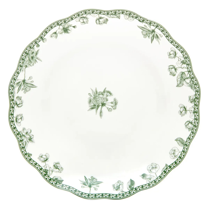 Lot de 6 assiettes creuses Lisière ronde D.22,5cm vert