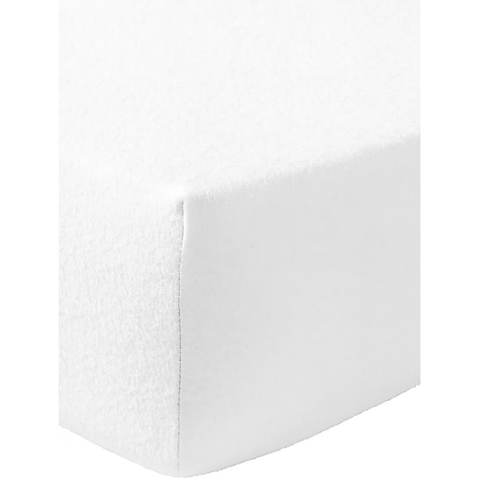 Drap housse 100% flanelle de coton 160 gr blanc