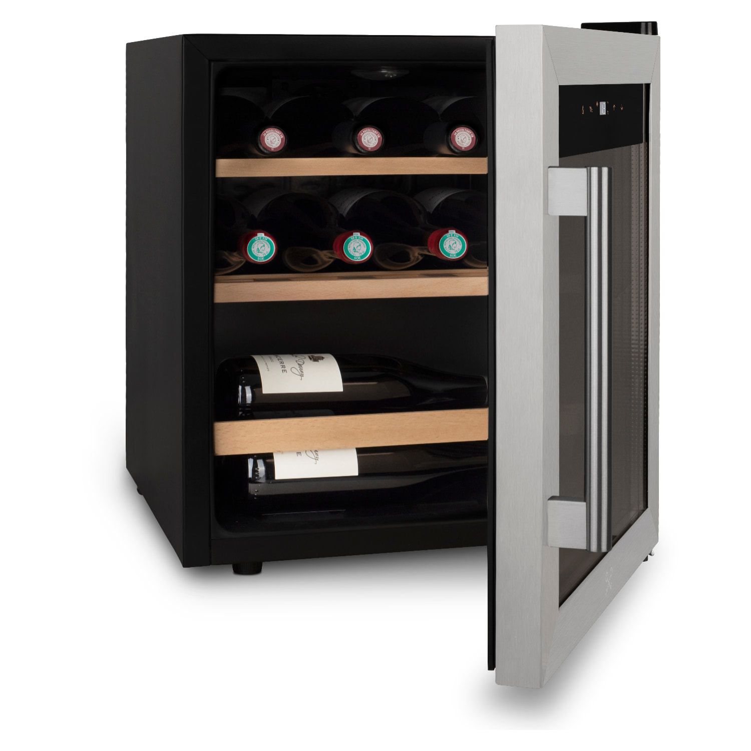 Les Petits Champs Vinoteca 15 botellas CAVC15 46L, Puerta acero inoxidable, Anti-UV, Sistema termodinámico, Regulable de 4°C a 18°C, Silenciosa, Iluminación LED, 2 estantes