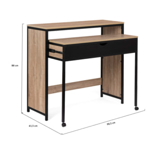 Bureau extensible Memphis bois et noir