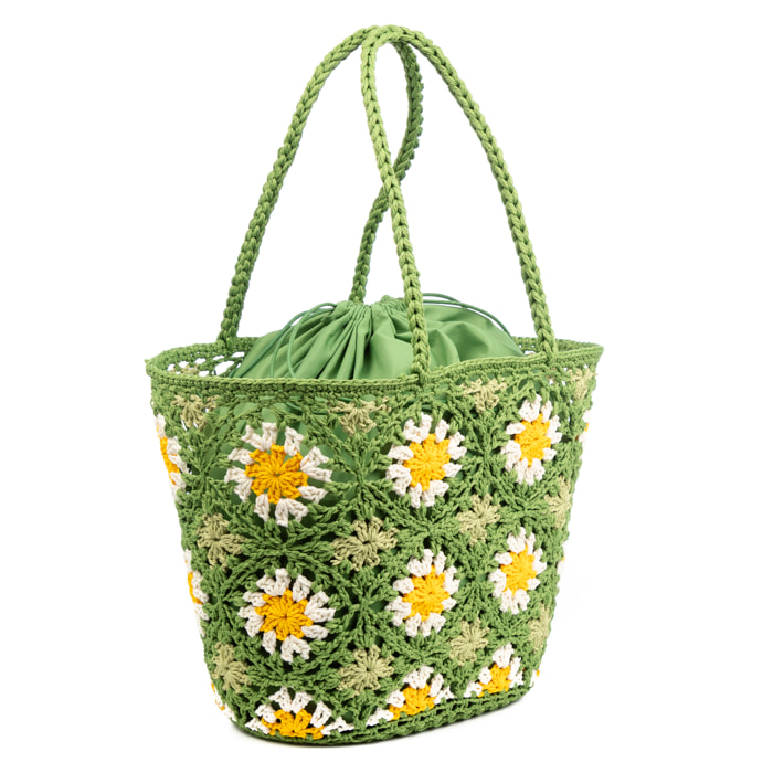 Basento Borsa a spalla Donna. Fabbricata in cotone tessuto a mano.