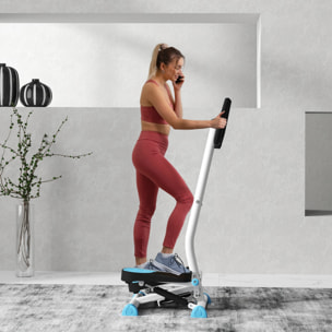 Máquina de Step Stepper Fitness en Casa para Escaleras con Pantalla LCD Manillar y Pedales Antideslizantes Equipo de Ejercicio para Gimnasio Oficina 55x44x108 cm Blanco y Azul