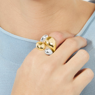 Anillo Towio acabado plata y oro amarillo 18k