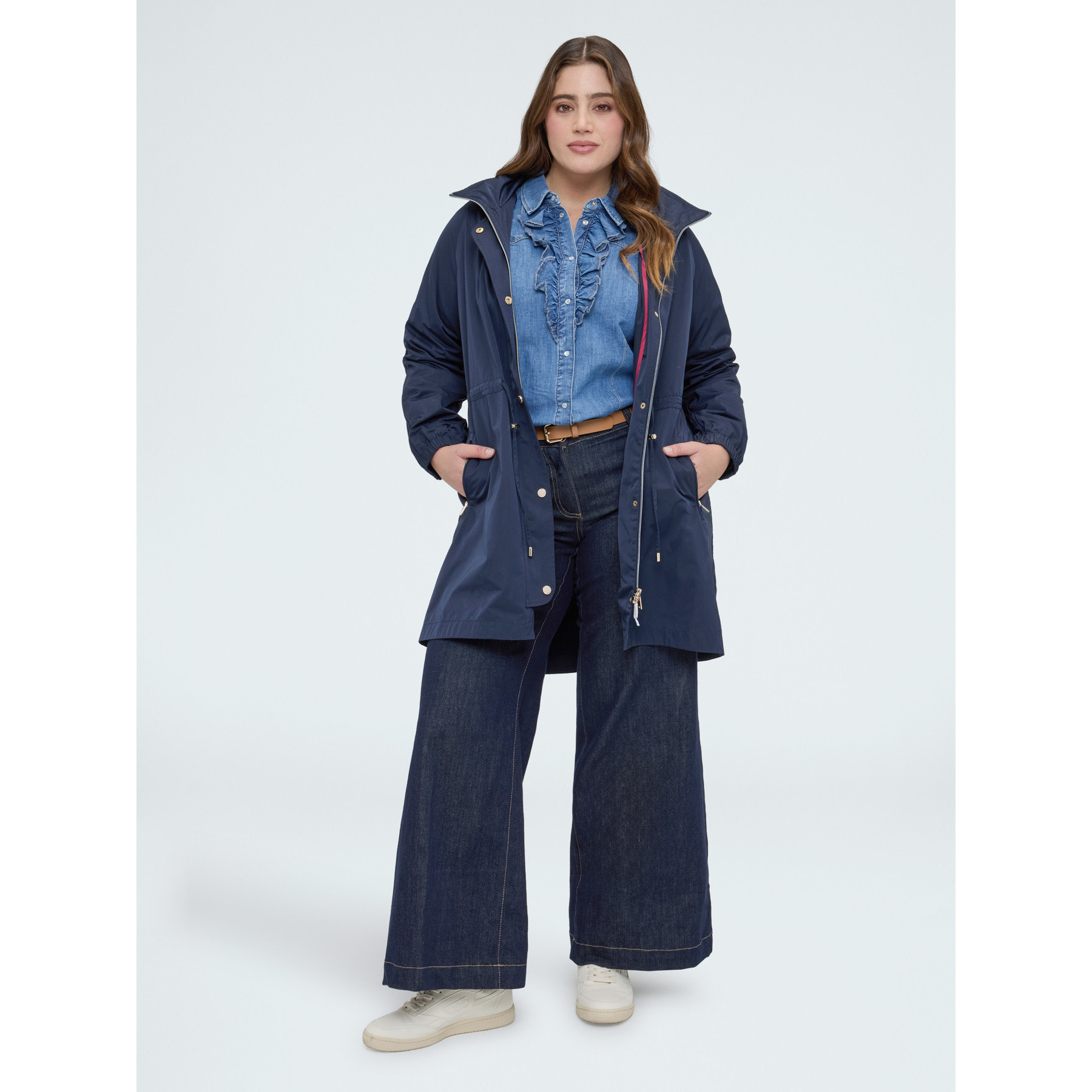 Fiorella Rubino - Camicia in denim con rouches - Blu