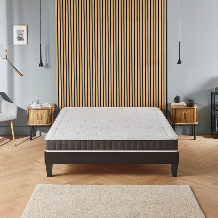 Ensemble Matelas Intuition & Sommier KIT15, Mémoire de Forme, technologie Tri-Lattes, Soutien Ferme, Mousse Haute Densité Recyclée