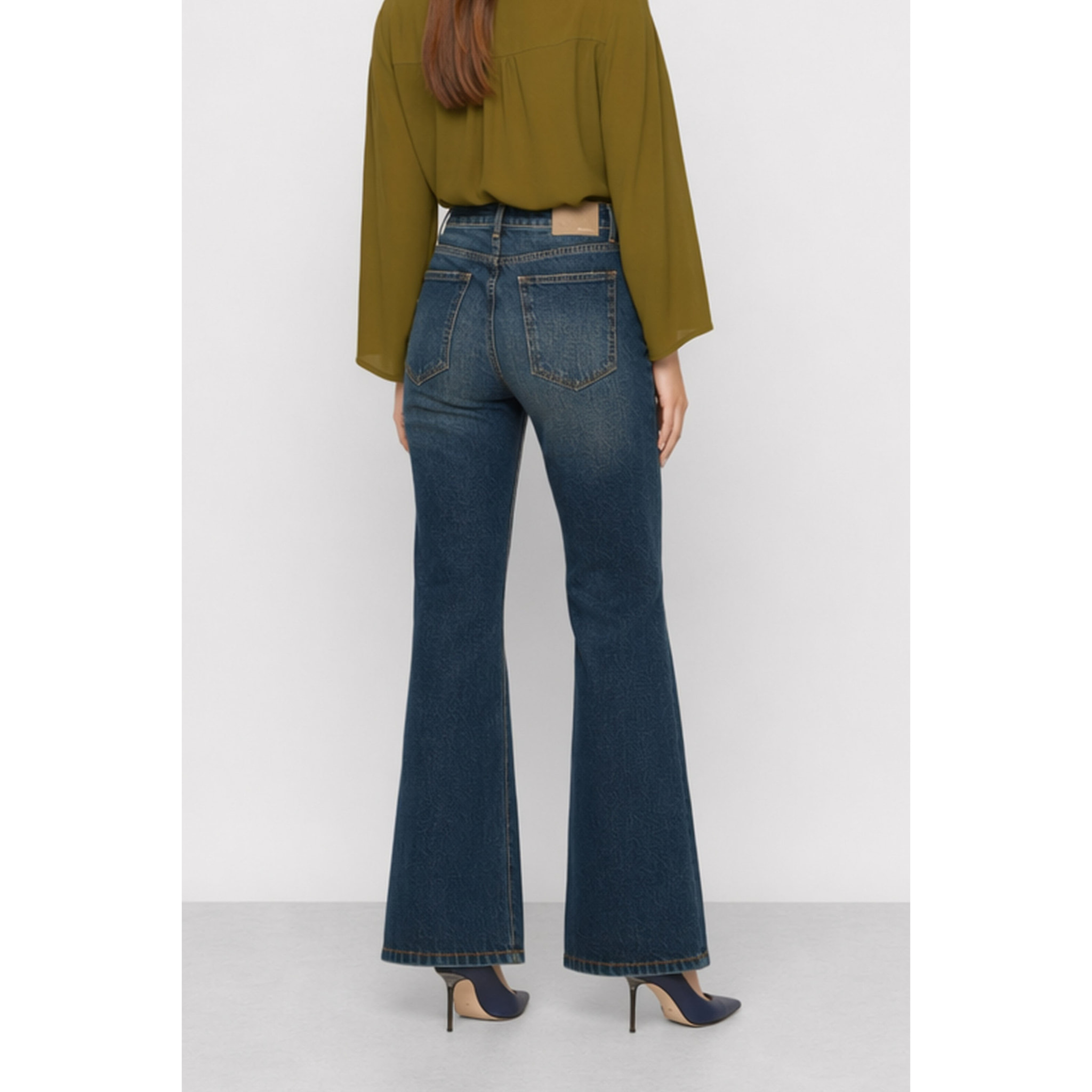 Kocca - Jeans da donna a zampa a vita alta con effetto slavato Donna