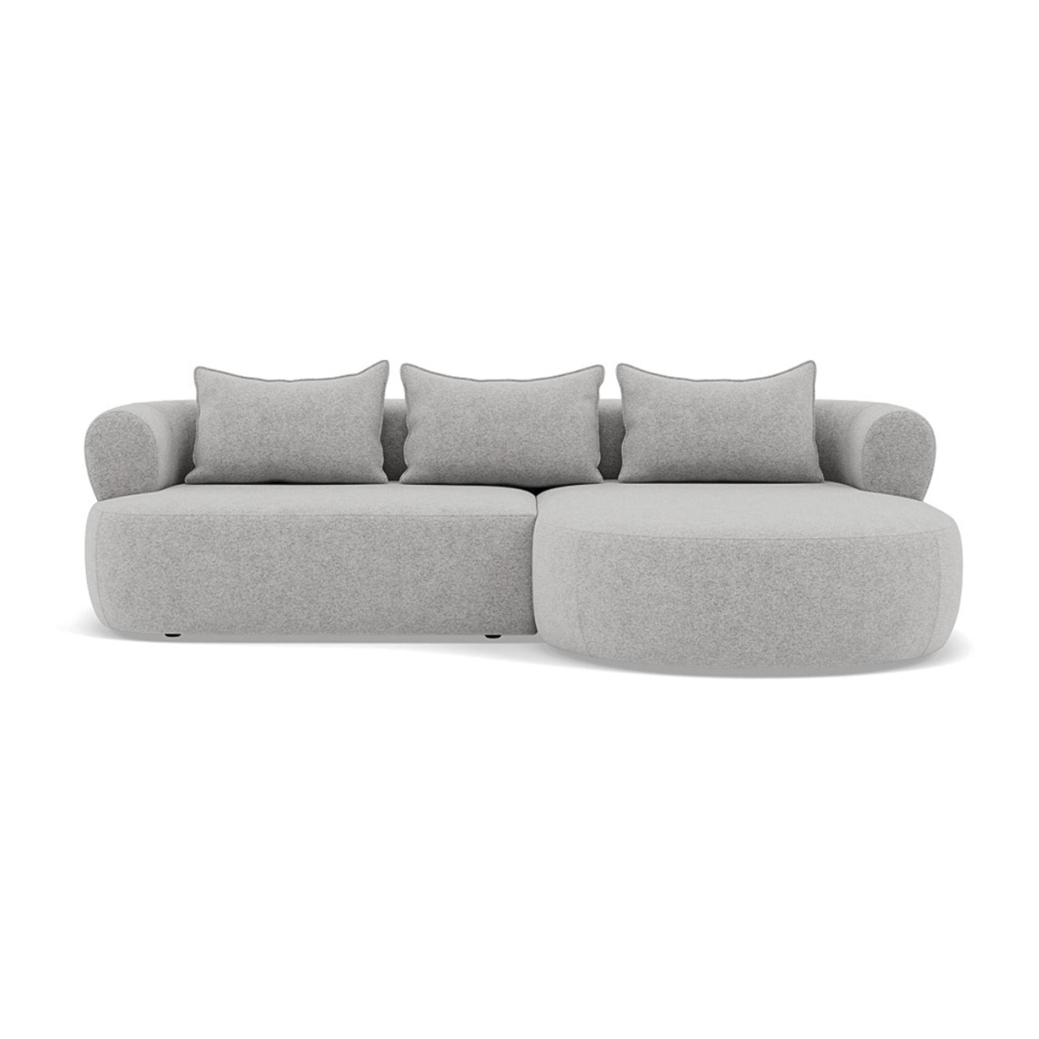 Angela - canapé d'angle droit 4 places en velours texturé - Gris clair